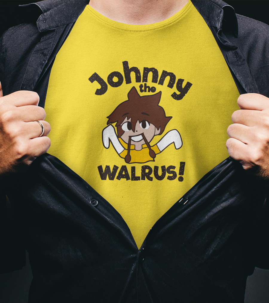 Johnny The Walrus Daily Wire Cartoon Character Yellow Background T-Shirt