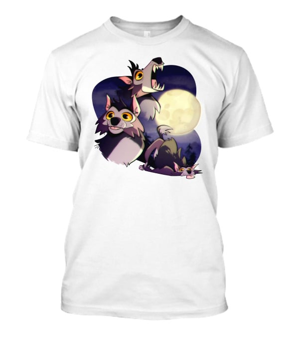 Three Wuff Moon Essential Wolves Howling Full Moon Night Sky T-Shirt