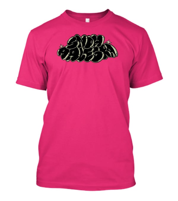 Snoh Aalegra Bold Bubble Lettering On Bright Pink Background T-Shirt