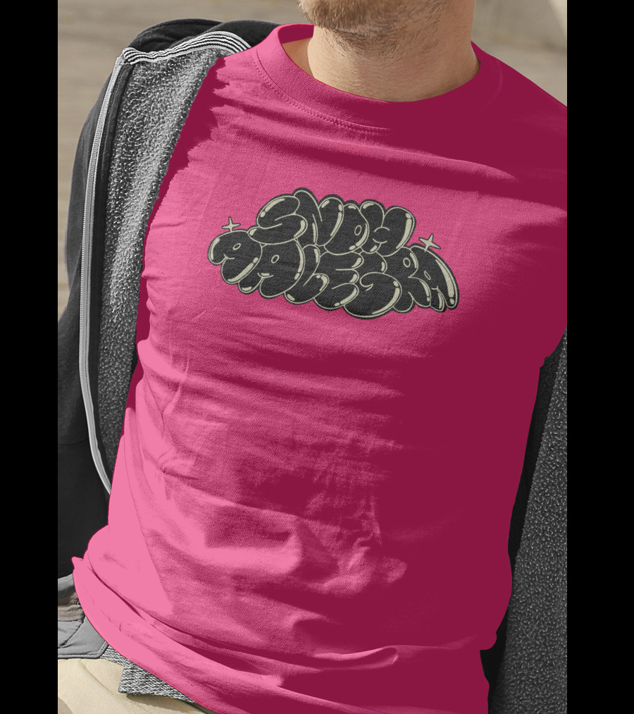 Snoh Aalegra Bold Bubble Lettering On Bright Pink Background T-Shirt