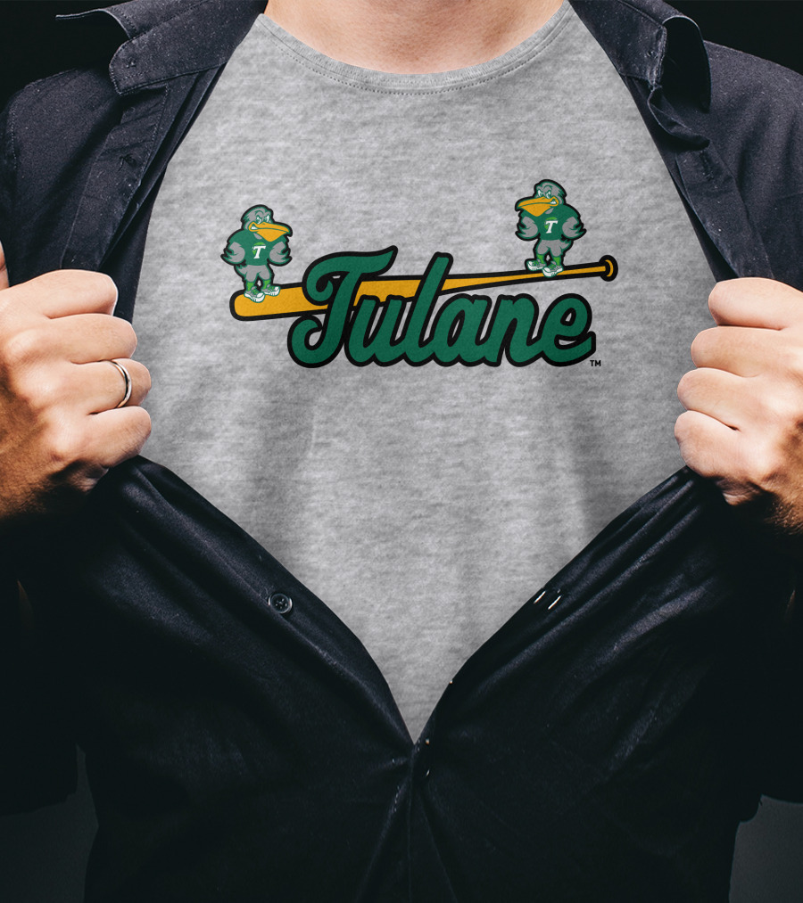 Tulane Green Wave Baseball Bat Birds T-Shirt