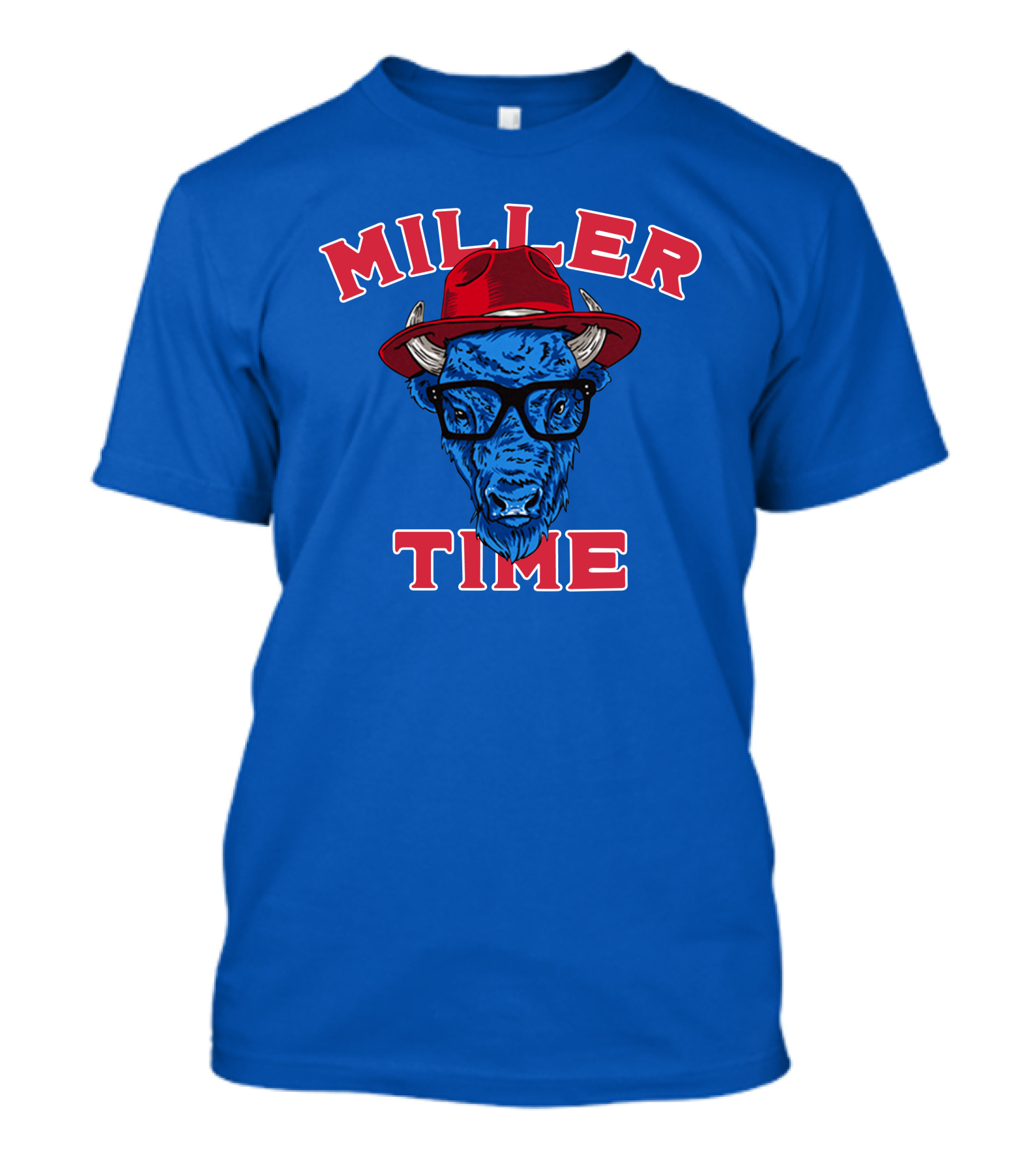 Miller Time Buffalo Red Hat Glasses Blue Buffalo T-Shirt