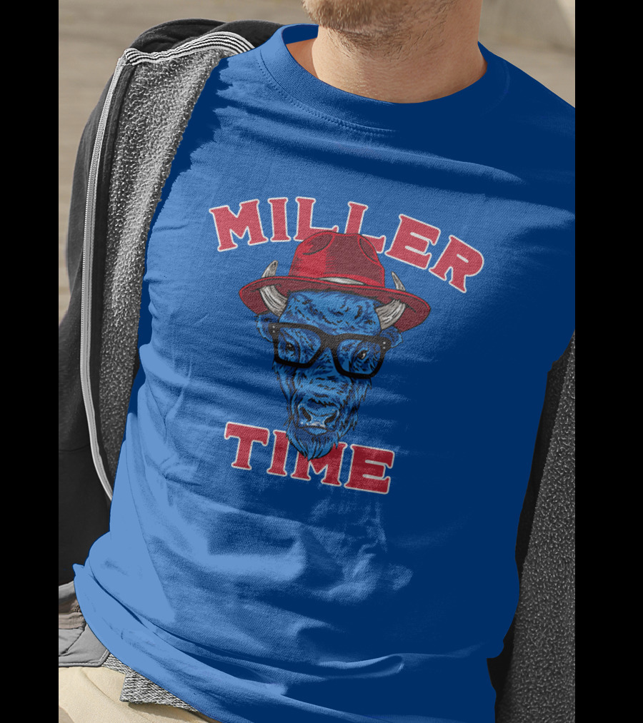 Miller Time Buffalo Red Hat Glasses Blue Buffalo T-Shirt