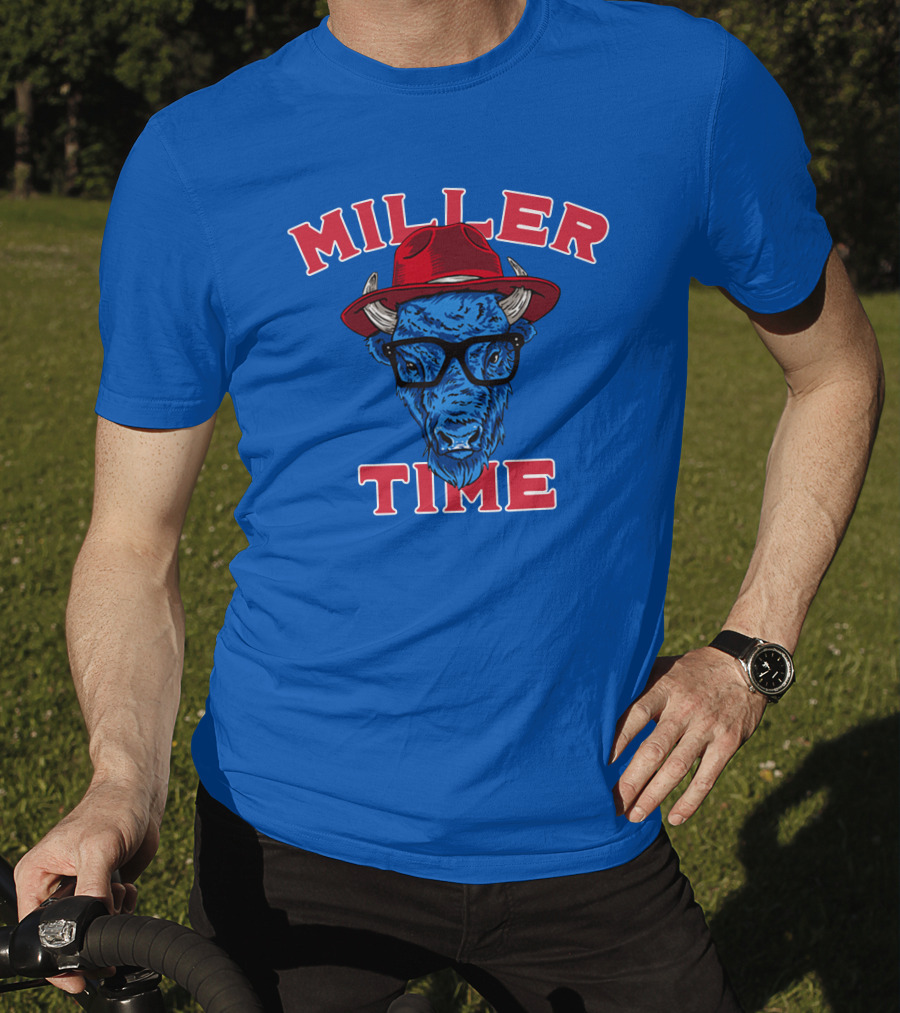 Miller Time Buffalo Red Hat Glasses Blue Buffalo T-Shirt
