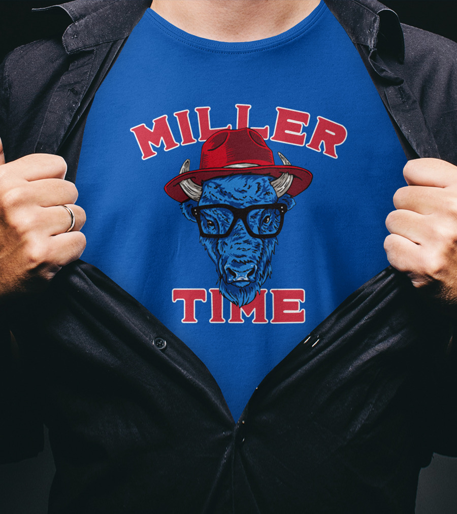 Miller Time Buffalo Red Hat Glasses Blue Buffalo T-Shirt