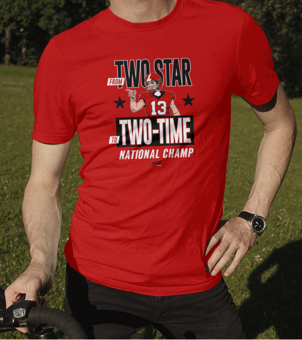 From Two Star To Two-Time National Champ Football Player Number 13 T-Shirt