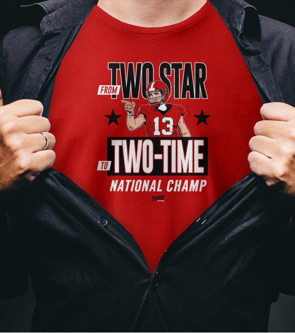 From Two Star To Two-Time National Champ Football Player Number 13 T-Shirt