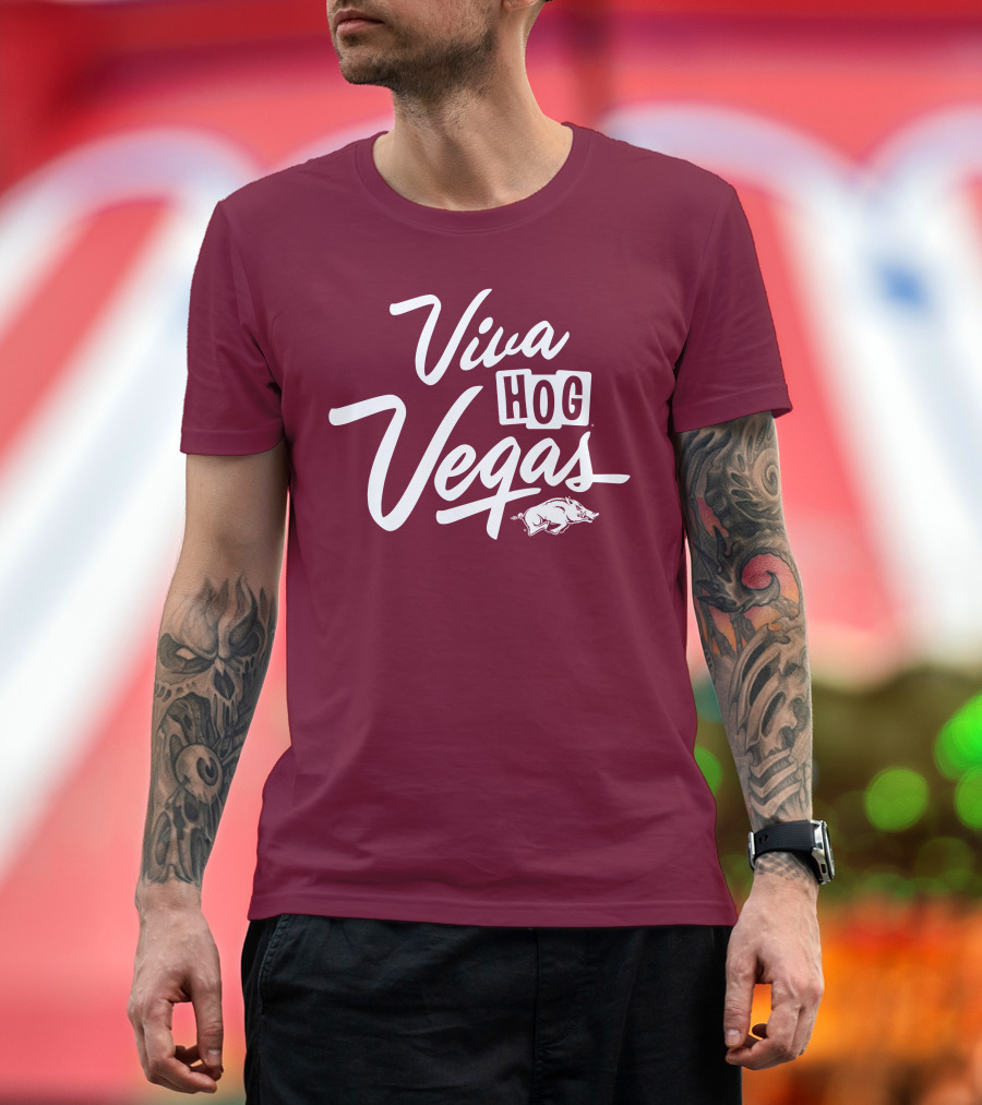 Viva Hog Vegas Arkansas Razorbacks Inspired Pig T-Shirt