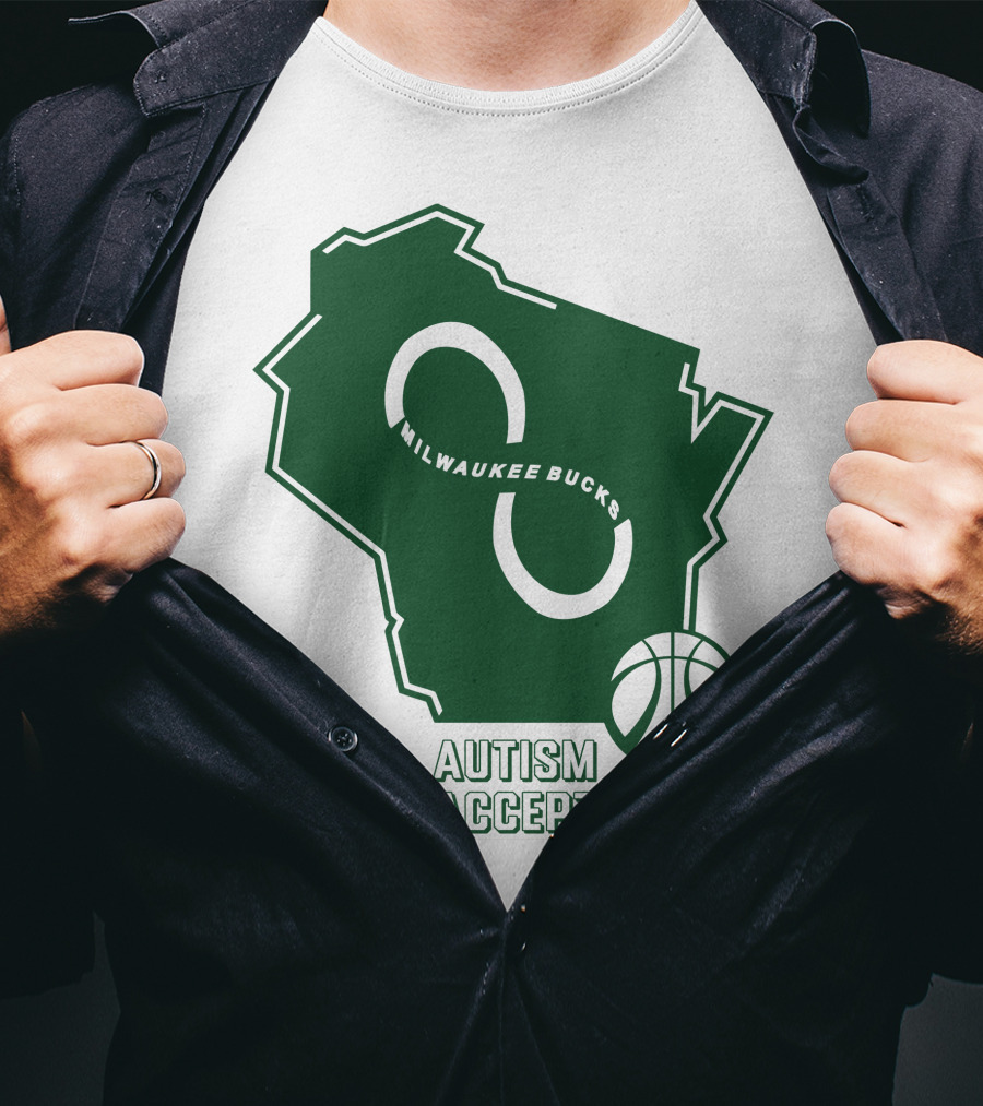 Milwaukee Bucks Autism Acceptance Infinity Symbol Basketball T-Shirt