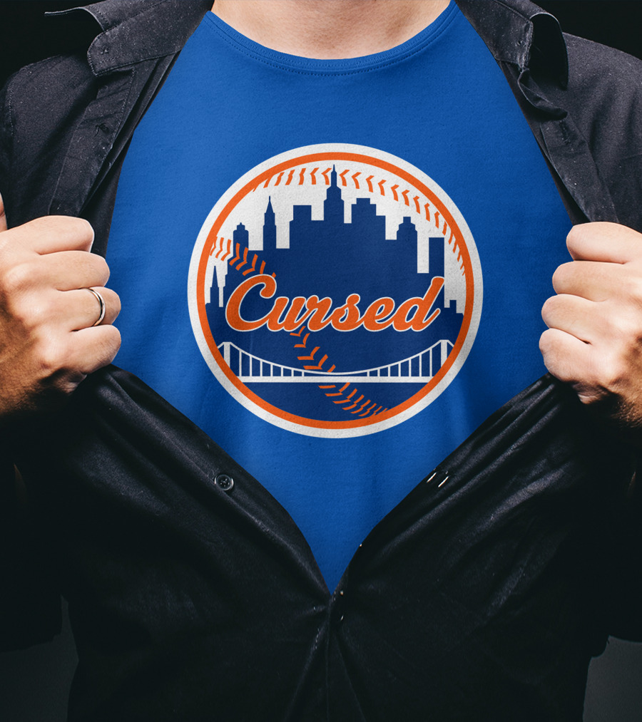Cursed Mets Baseball Skyline Bridge T-Shirt