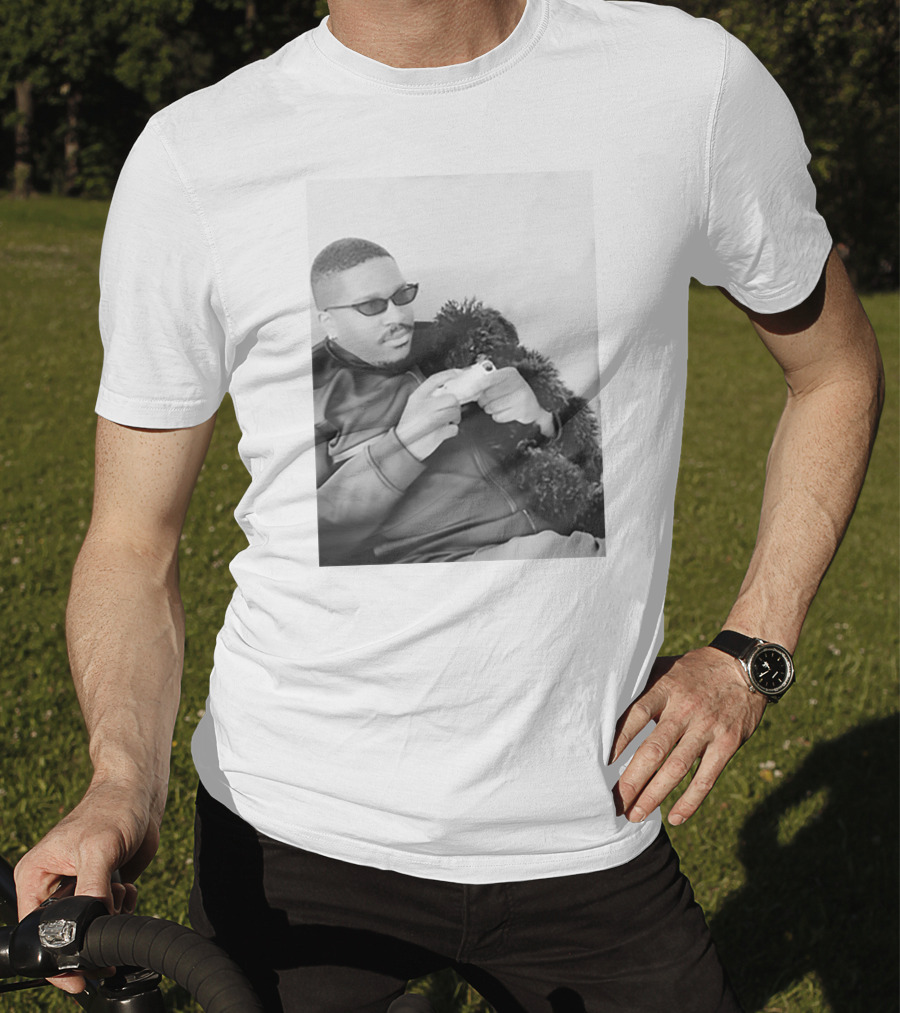 Father's Tiny Shades Relaxing With Pet On Couch T-Shirt