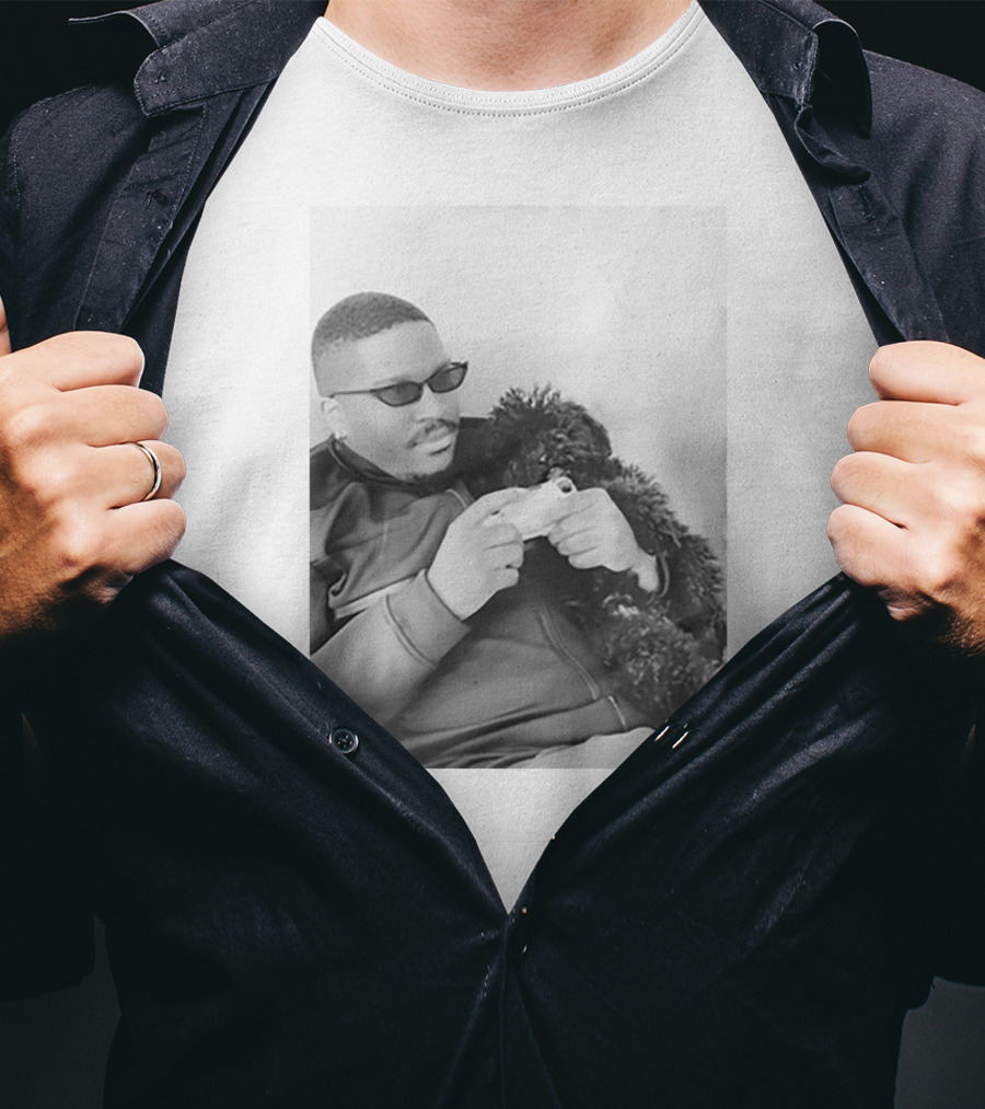 Father's Tiny Shades Relaxing With Pet On Couch T-Shirt
