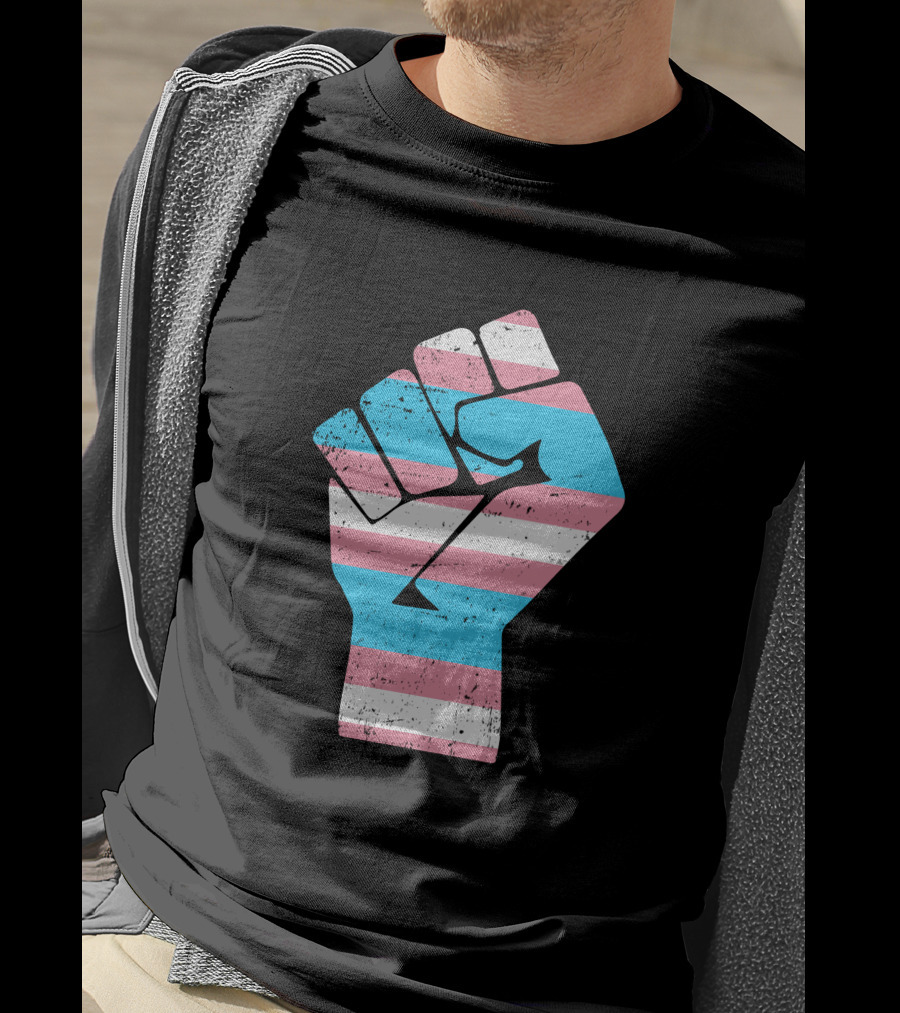 Jamie Lee Curtis Protect Trans Kids Hand Fist Transgender Pride Raised Fist T-Shirt