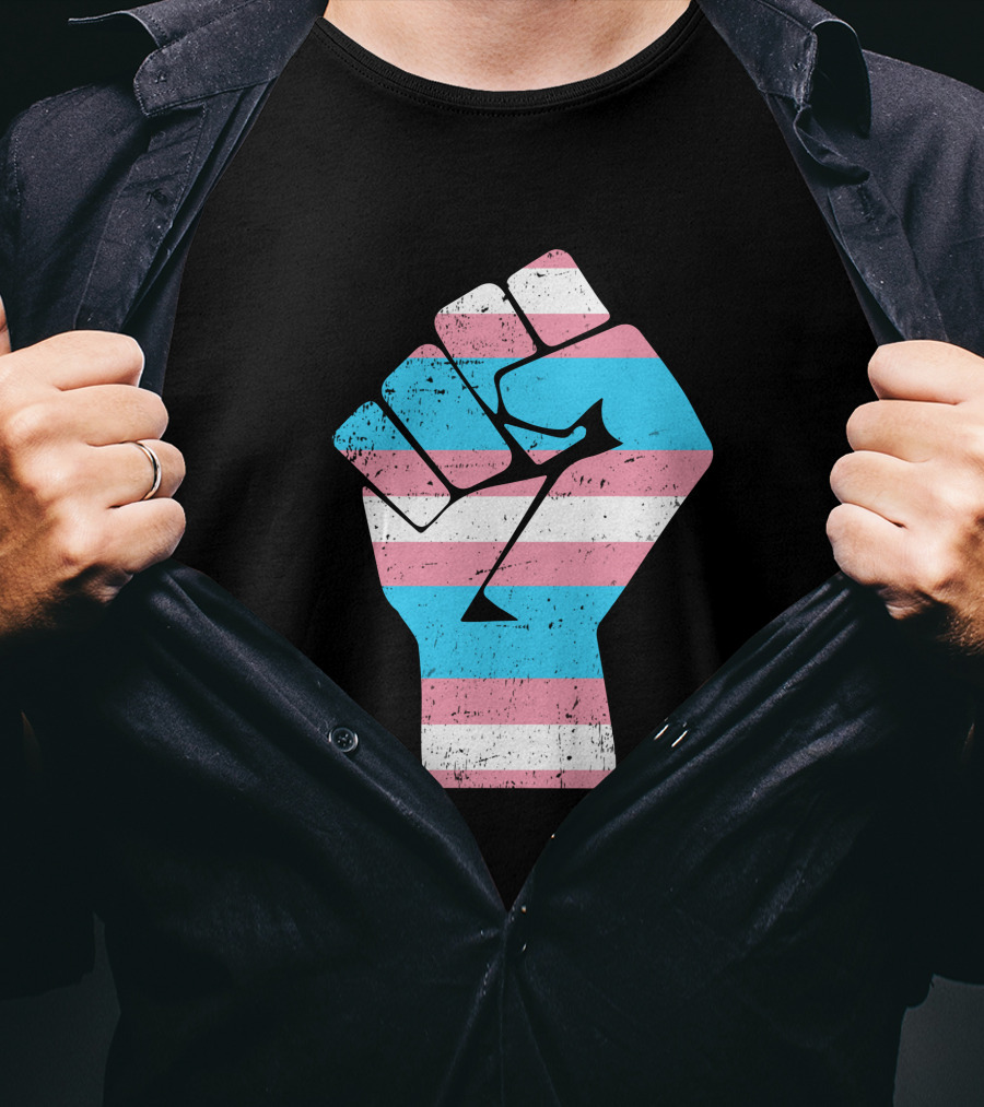 Jamie Lee Curtis Protect Trans Kids Hand Fist Transgender Pride Raised Fist T-Shirt