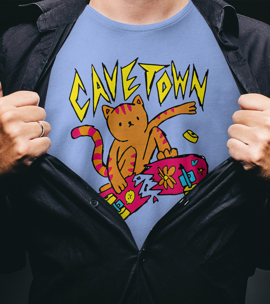 Cavetown Cat Skateboard Fun T-Shirt