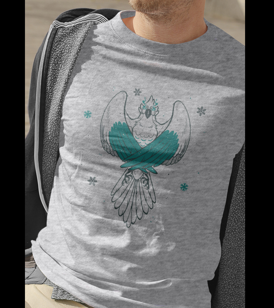 Jaiden Animations Bird With Teal Wings And Snowflakes T-Shirt