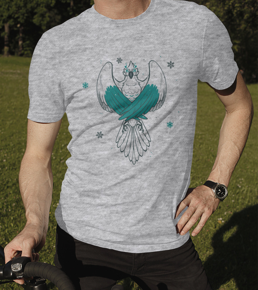 Jaiden Animations Bird With Teal Wings And Snowflakes T-Shirt