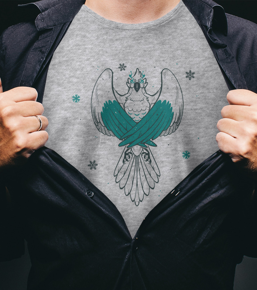 Jaiden Animations Bird With Teal Wings And Snowflakes T-Shirt