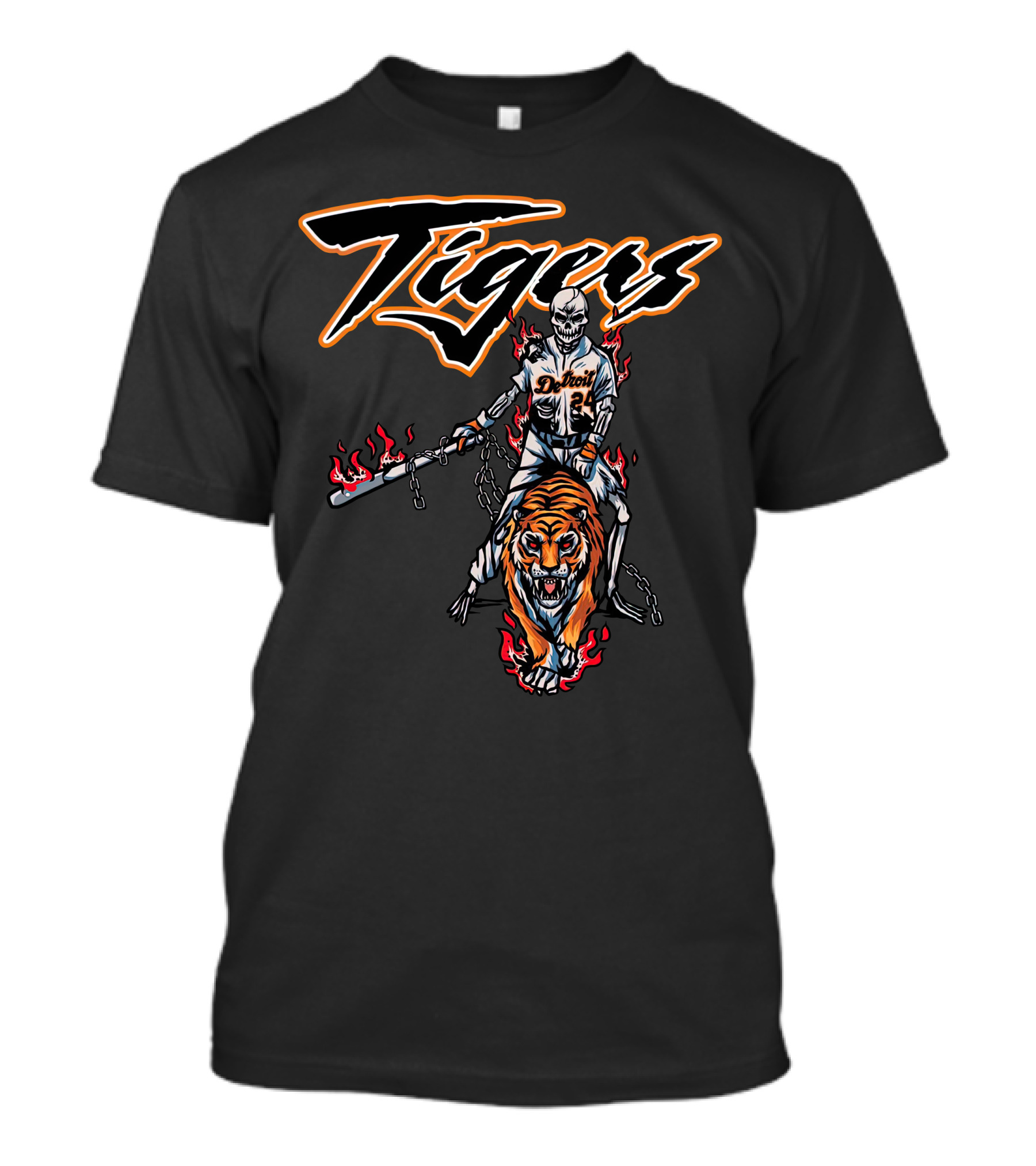 Detroit Tigers Cade Cunningham Flaming Rider And Tiger T-Shirt