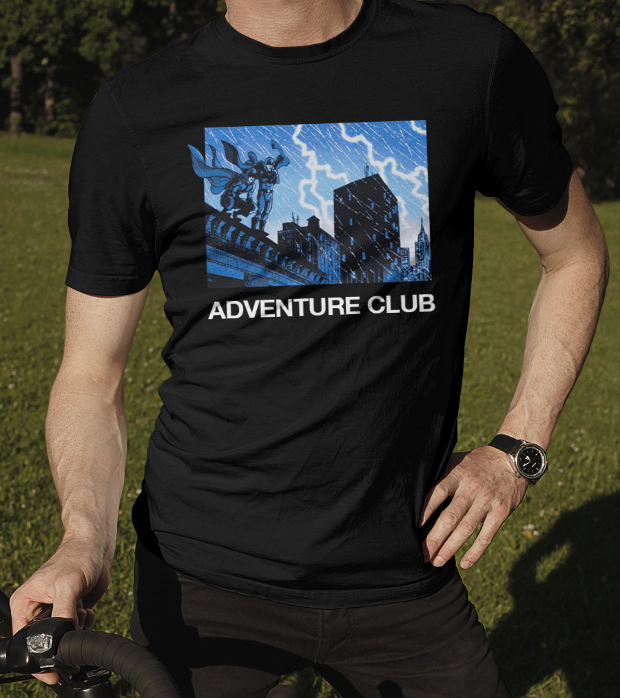 ADVENTURE CLUB Cityscape Superhero Lightning Scene T-Shirt