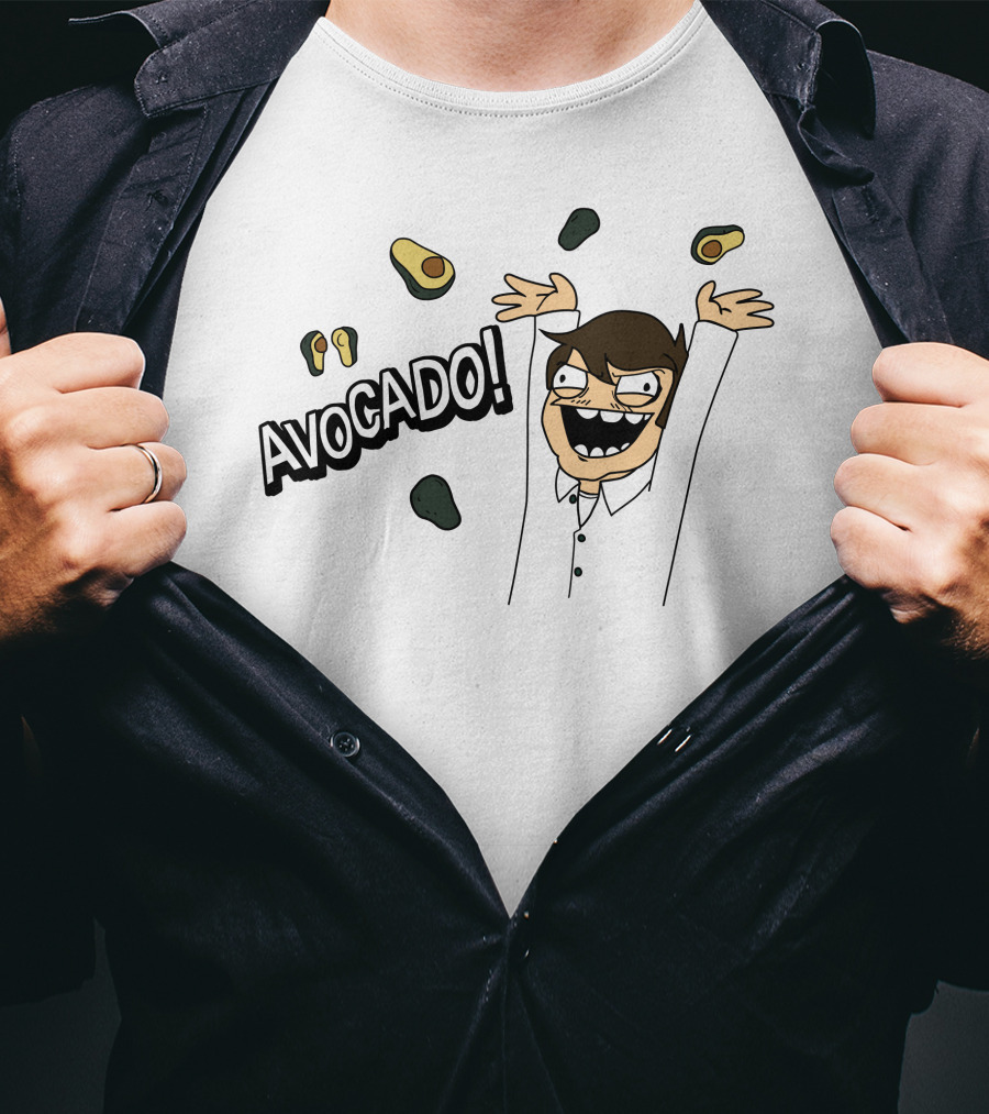 AVOCADO Enthusiastic Cartoon Celebration With Flying Avocados T-Shirt