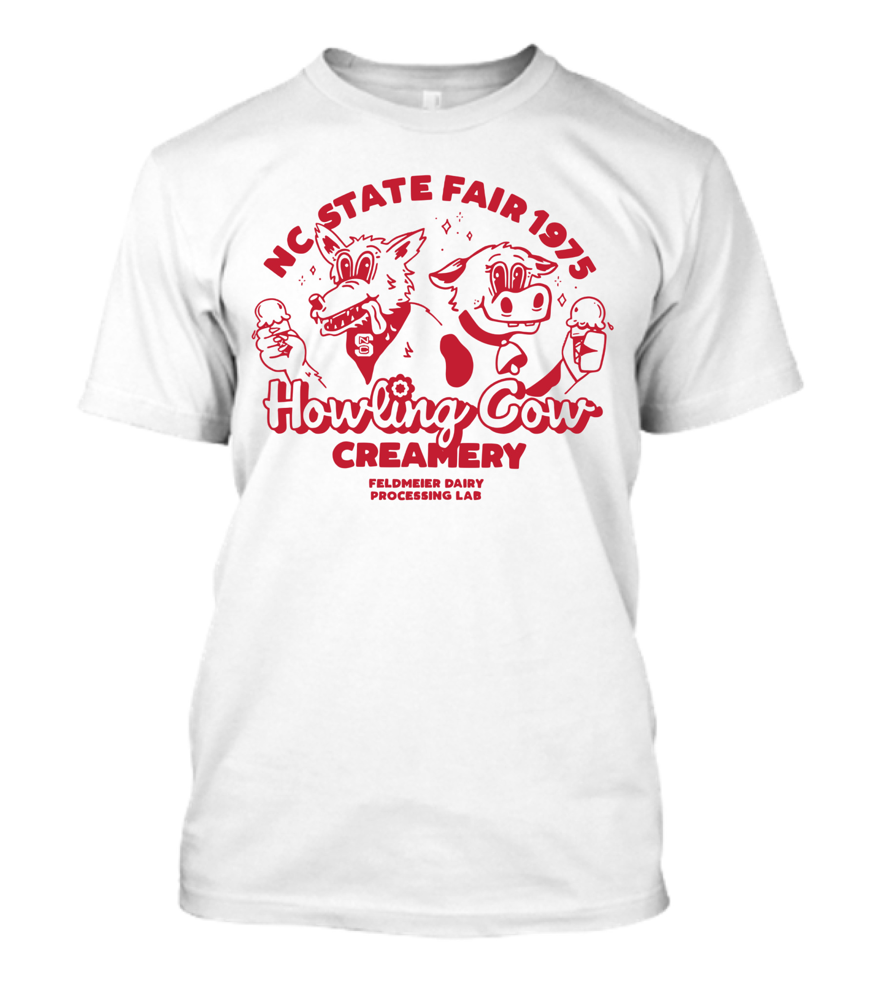 NC State Fair 1975 Howling Cow Creamery Feldmeier Dairy Processing Lab T-Shirt
