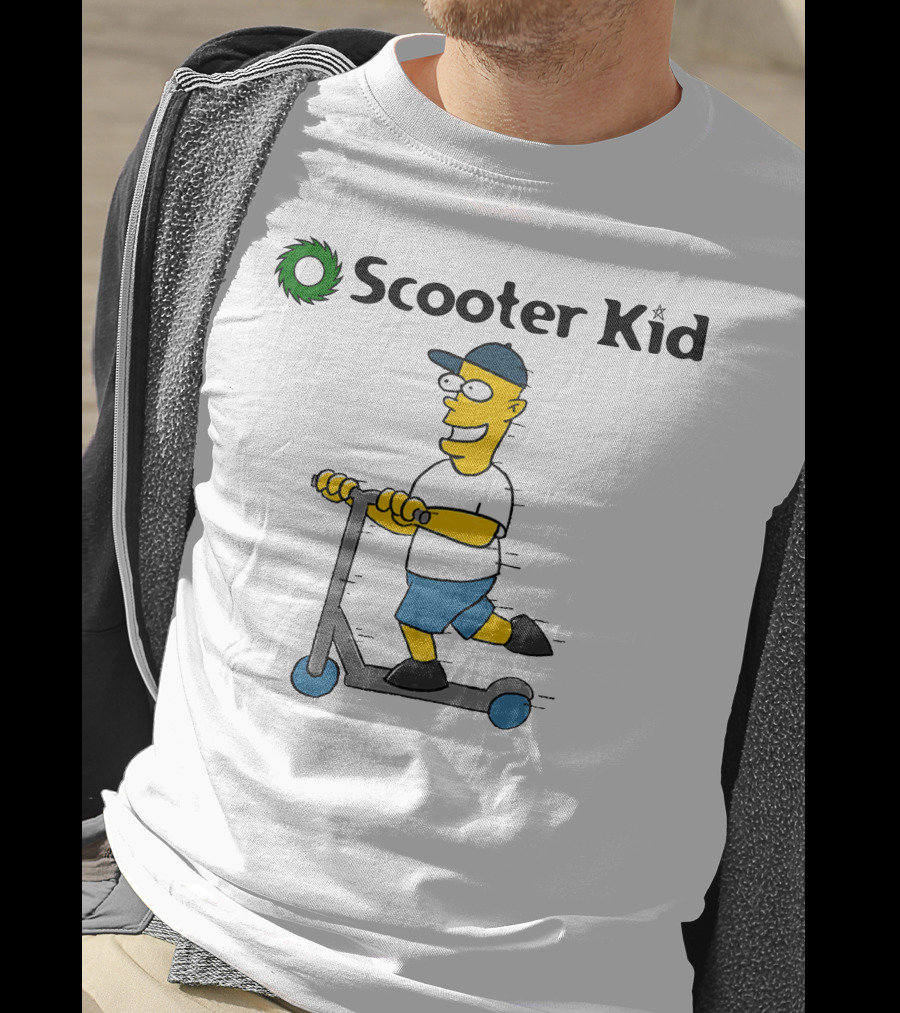 Scooter Kid Cartoon Character Riding Fun T-Shirt