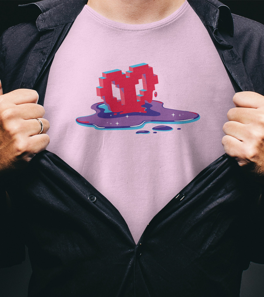 Heart Pixel Art Melting Design Philza Merch T-Shirt