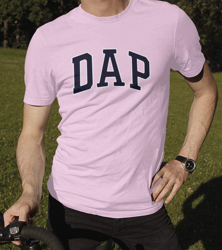 Dap College Style Athletic Lettering Pink Background T-Shirt