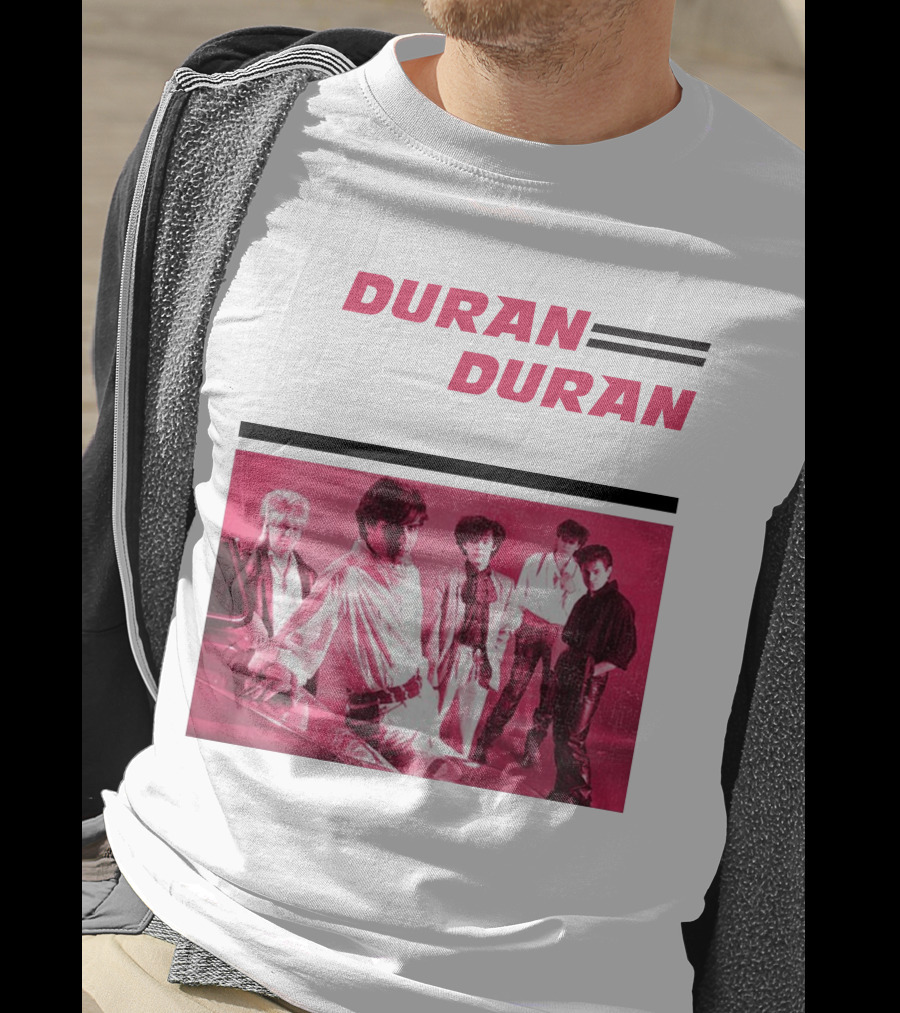 Duran Duran Band Photo With Stylized Logo And Pink Tone T-Shirt