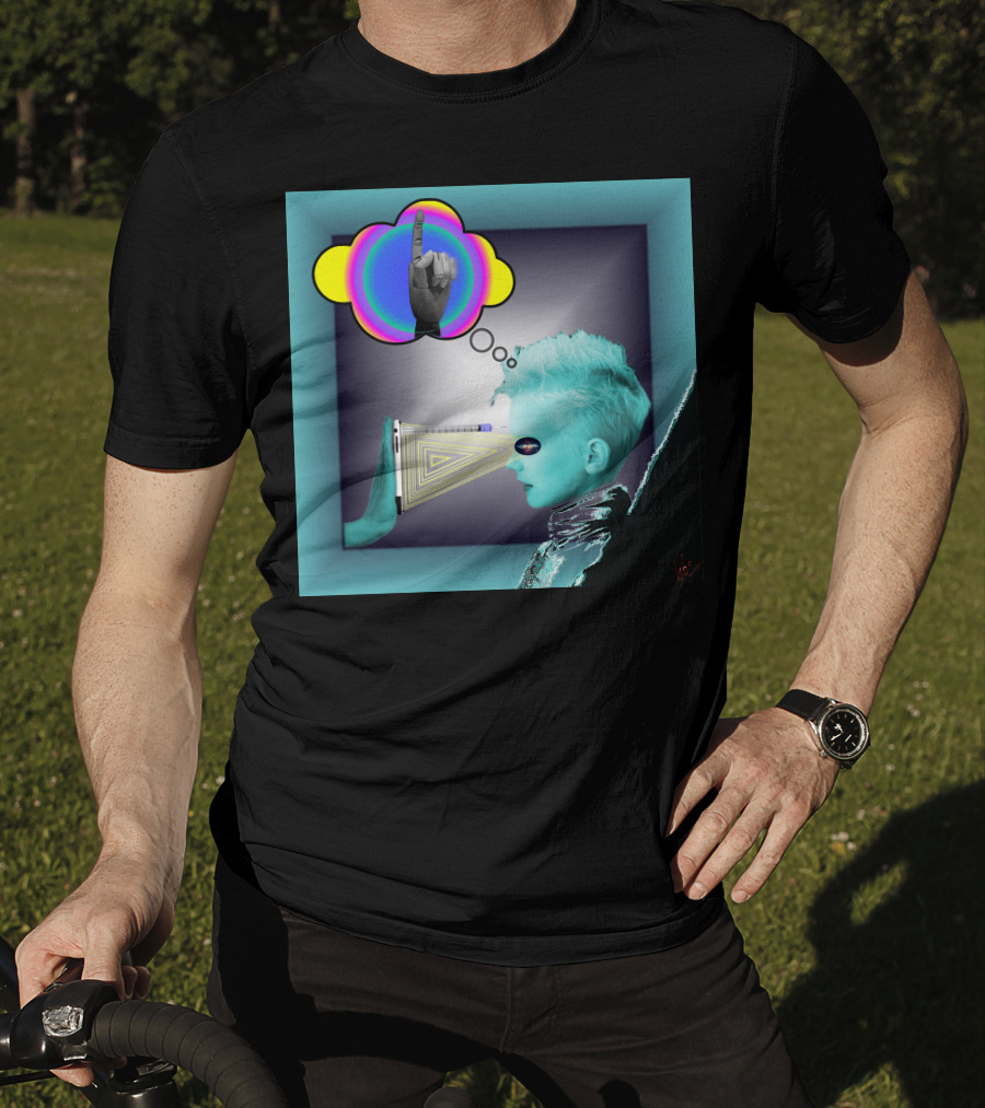 Push In Neon Finger Vision Cube T-Shirt