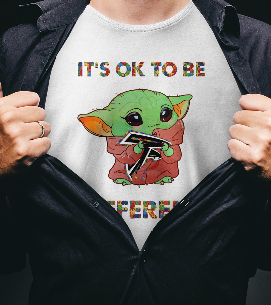 It's Ok To Be Different Atlanta Falcons Baby Yoda T-Shirt