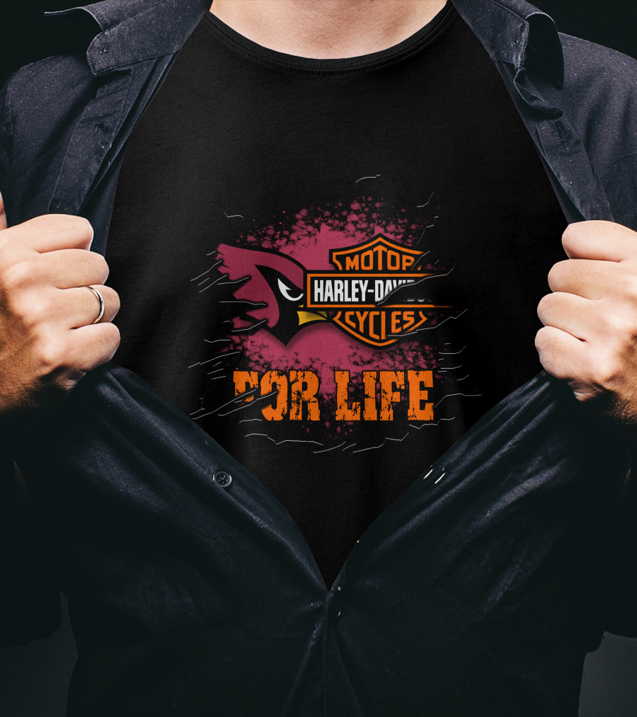 Arizona Cardinals Harley Davidson Motorcycles For Life T-Shirt