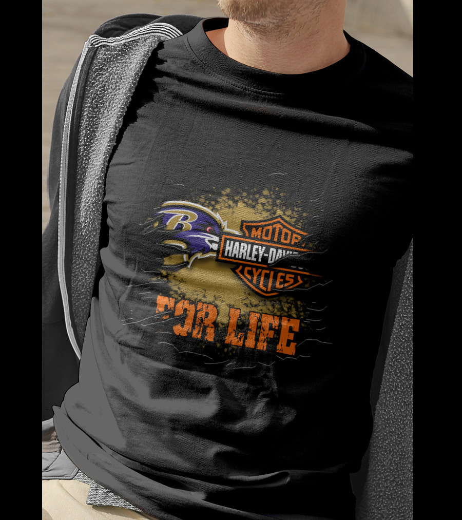 Baltimore Ravens Harley Davidson For Life T-Shirt