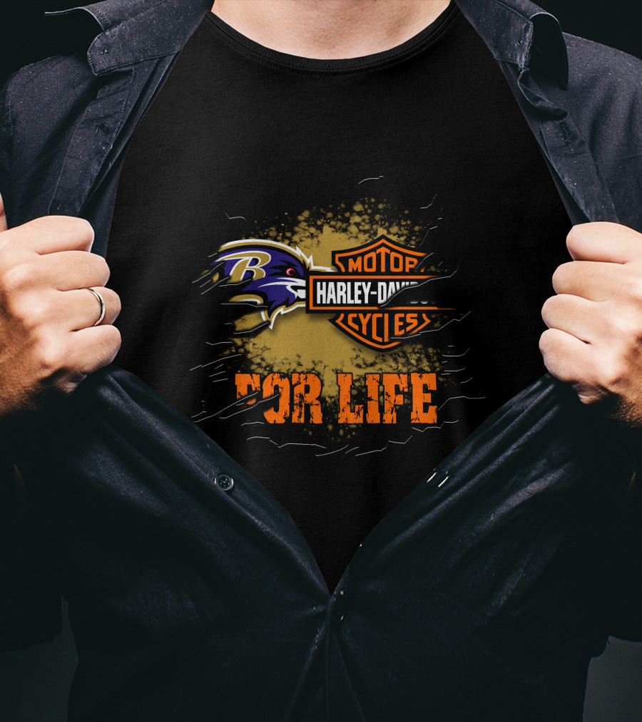 Baltimore Ravens Harley Davidson For Life T-Shirt
