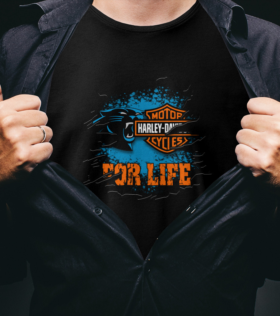 Carolina Panthers Harley Davidson Motorcycles For Life T-Shirt