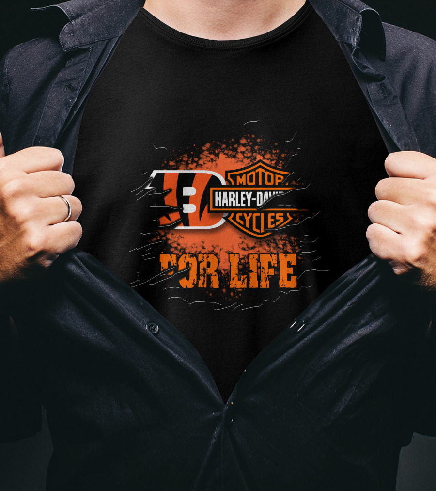 Cincinnati Bengals Harley Davidson For Life T-Shirt