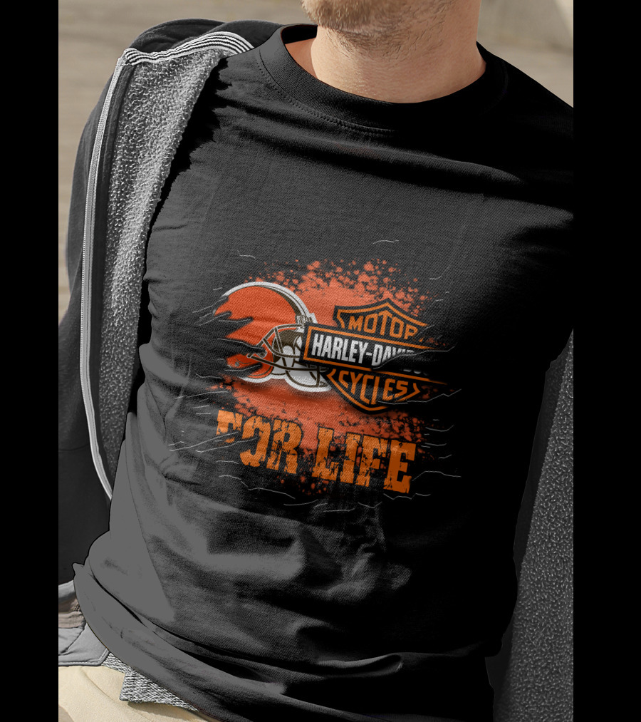 Cleveland Browns Harley Davidson Motorcycles For Life T-Shirt