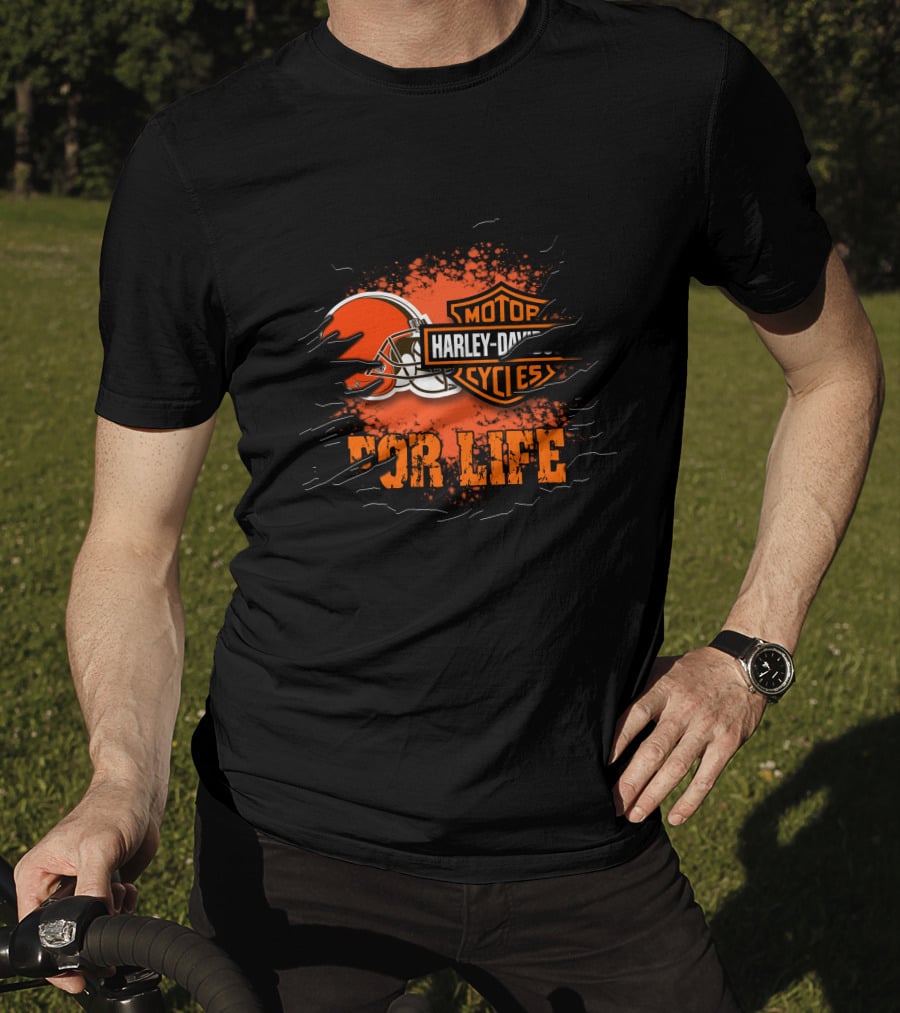 Cleveland Browns Harley Davidson Motorcycles For Life T-Shirt