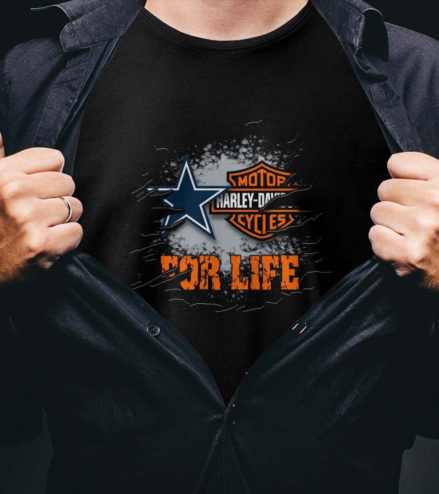 Dallas Cowboys Harley Davidson For Life T-Shirt