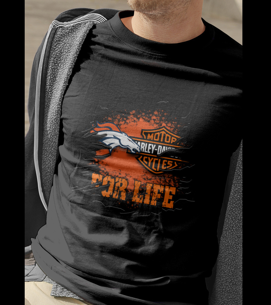 Denver Broncos Harley Davidson For Life T-Shirt