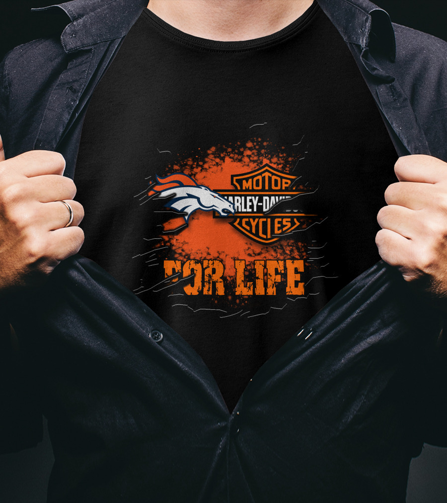 Denver Broncos Harley Davidson For Life T-Shirt