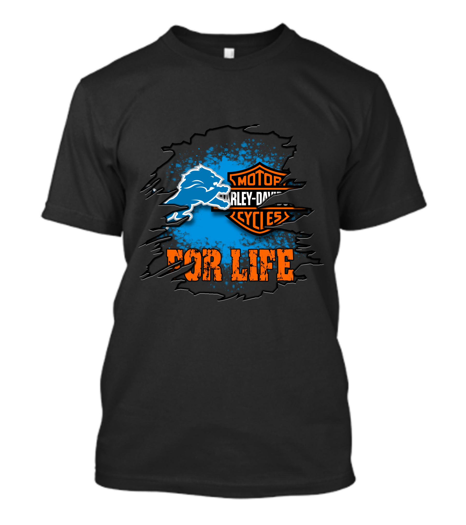 Detroit Lions Harley Davidson Cycles For Life T-Shirt