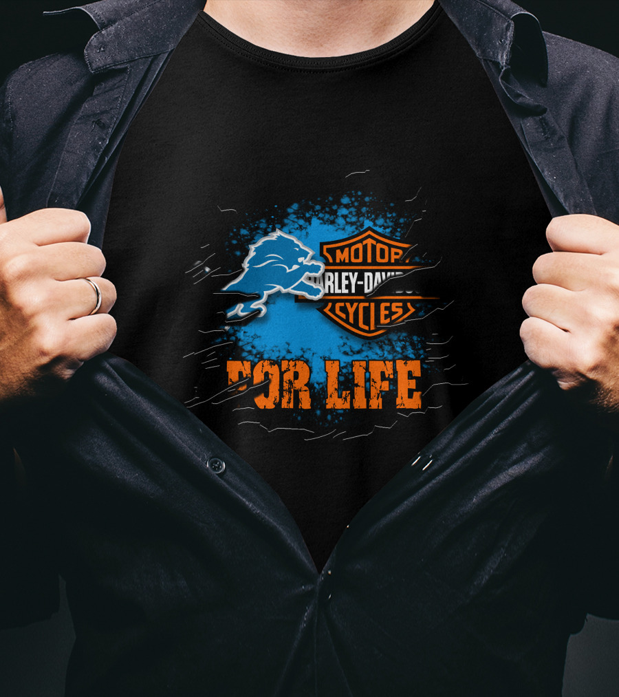 Detroit Lions Harley Davidson Cycles For Life T-Shirt