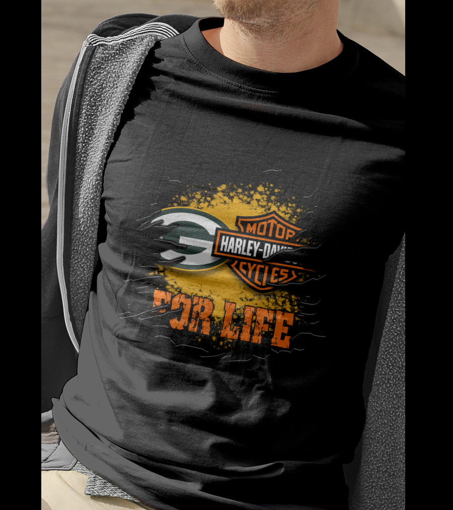 Green Bay Packers Harley Davidson For Life T-Shirt
