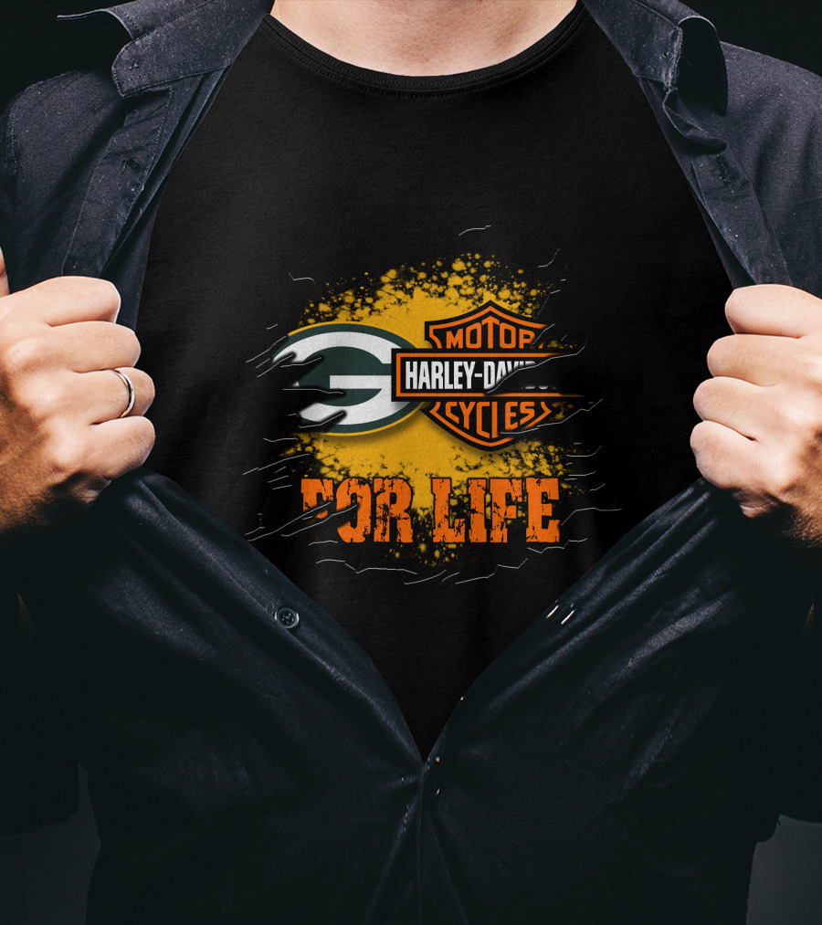 Green Bay Packers Harley Davidson For Life T-Shirt
