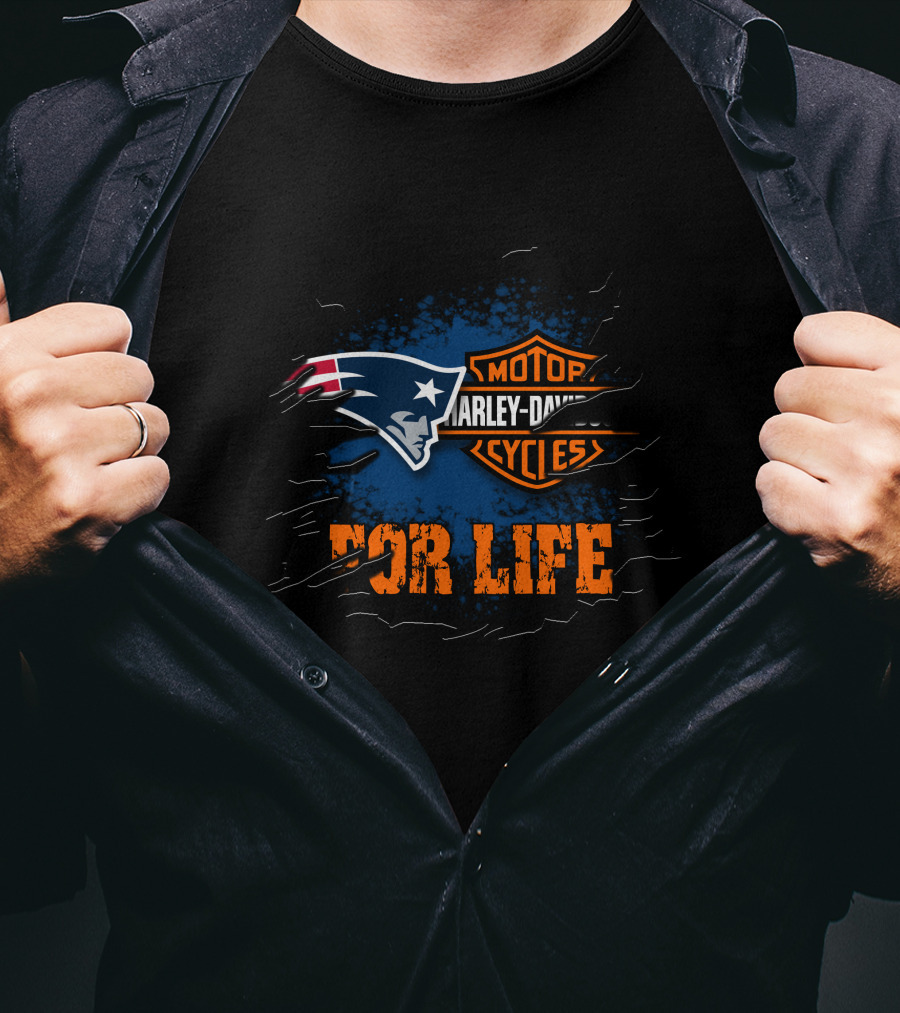 New England Patriots Harley Davidson Motorcycles For Life T-Shirt