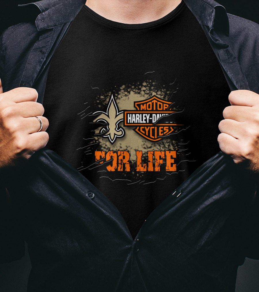 New Orleans Saints Harley Davidson Cycles For Life T-Shirt