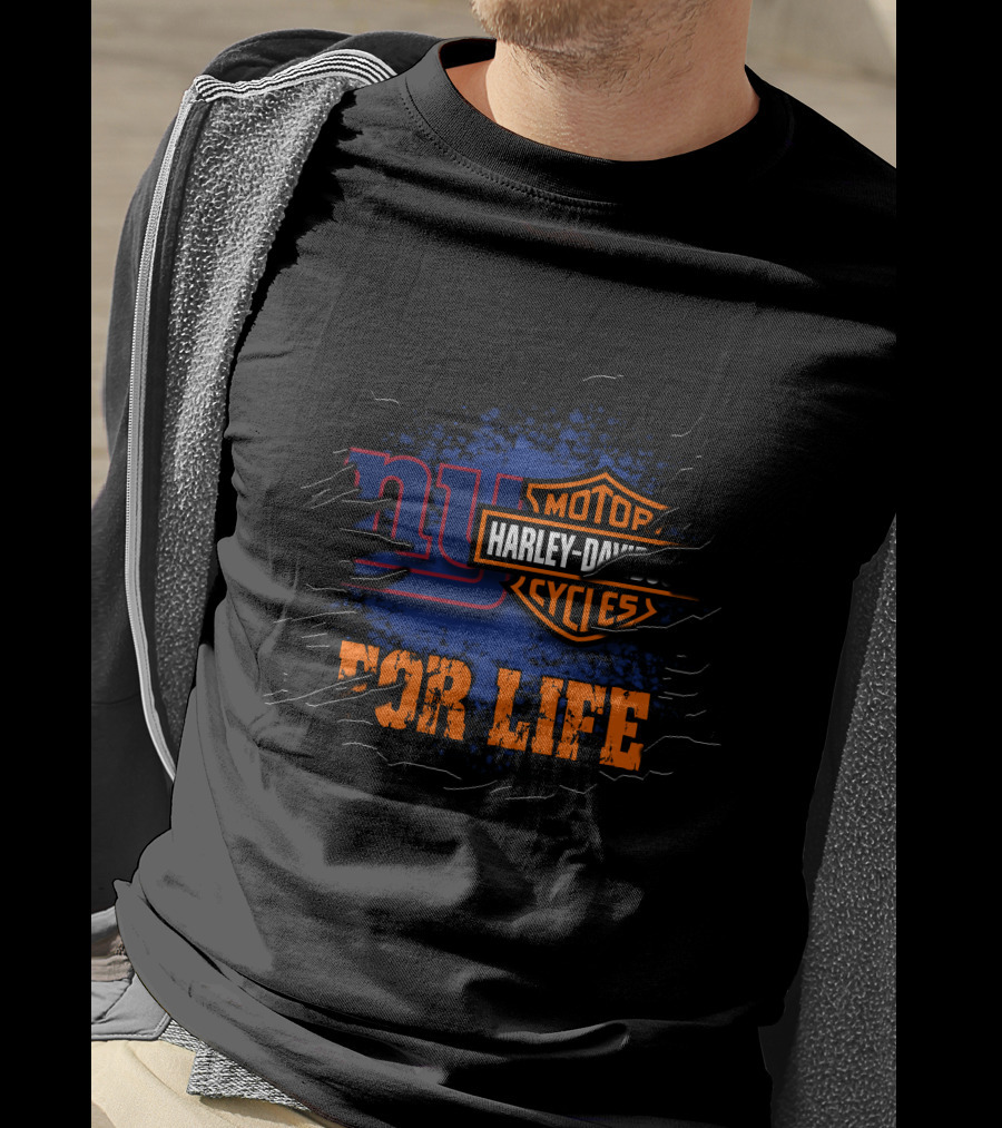 New York Giants Harley Davidson For Life T-Shirt