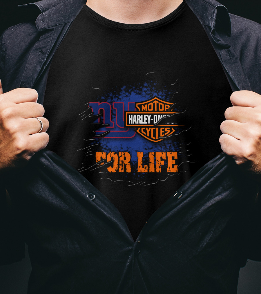 New York Giants Harley Davidson For Life T-Shirt